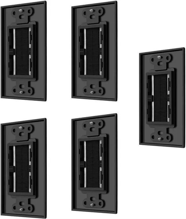 Alt view image 3 of 3 - iMBAPrice Brushed Bristles Wall Plate - Decora Style Cable Pass Through Insert for Wires Wall Socket Plug Port/HDTV/HDMI/Home Theater Systems and More (Pack of 5) - Black