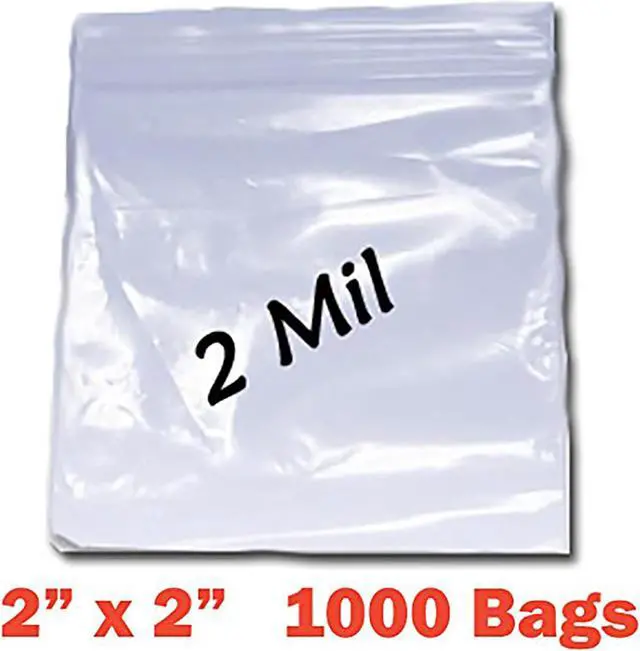 Main image of PREMIUM High Quality 2X, 1000 CLEAR Reclosable Zipper Bags 2'' x 2'' - 2 mil thick (50mm x 50mm)