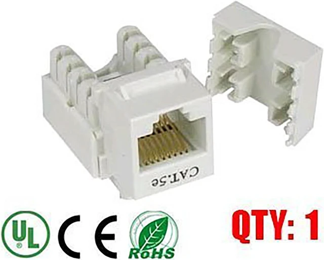 Main image of iMBAPrice White Cat5e RJ45 Punch Down Keystone Jack, 1 Pack, (IMBA-C5KSPD-WT-1PK)
