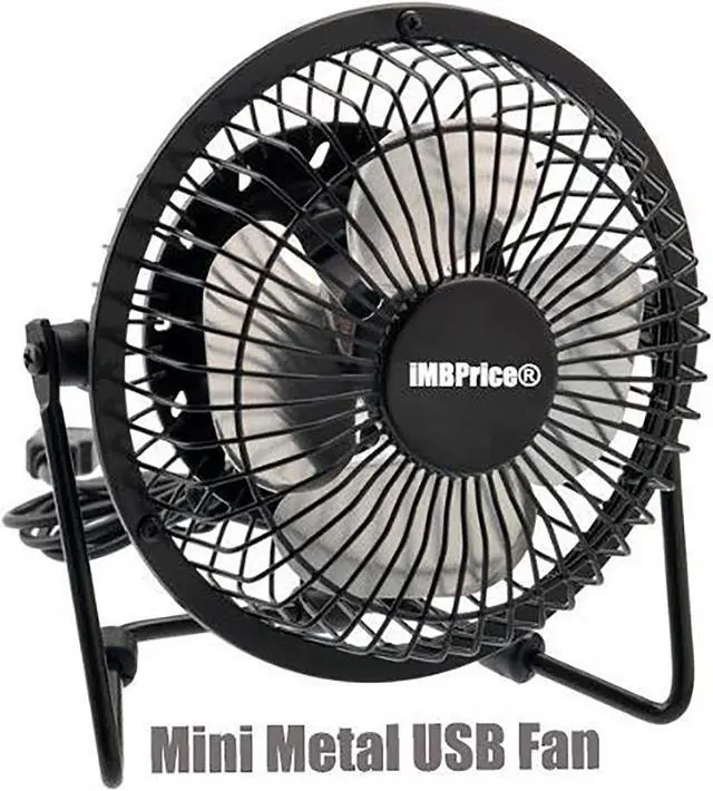 Main image of iMBAPrice Classic Hi Speed 4" USB Mini Desktop Metal Fan with ON/Off Switch for PC/Laptop (Black)