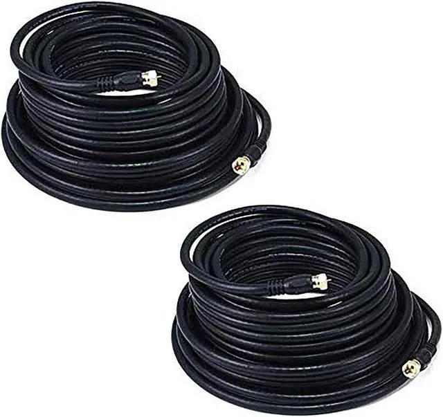 Main image of iMBPrice (Pack of 2) RG6 Coaxial Extra Long Patch Cable (50 Feet) with F-Type Screw-on Connectors in Black