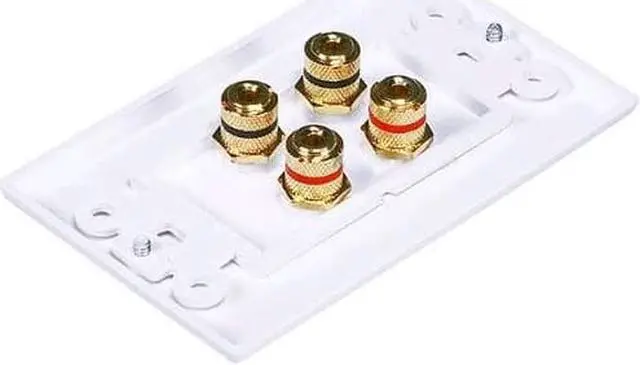 Alt view image 2 of 3 - iMBAPrice Premium 4 Connector Banana Wall Plate - Banana Plug Binding Post Wall Plate for 2 Speakers (5 Pack)