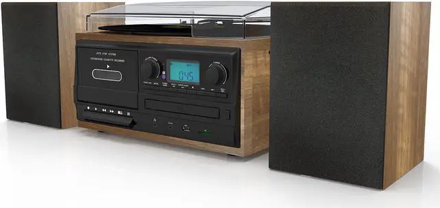Alt view image 3 of 7 - Boytone BT-58W Bluetooth Record Player Turntable with CD Player, Convert LP Vinyl, CD to MP3 Player, Cassette, AM/FM Radio, Aux, USB/SD Encoding, Remote Control, Audio Music Player Built in Amplifier