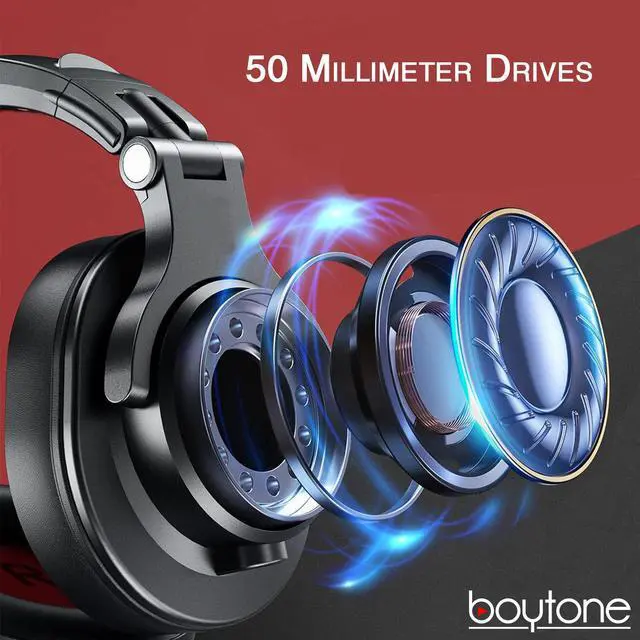 Alt view image 5 of 7 - Boytone BT-10RD Wired Over Ear Headphones Studio Monitor & Mixing DJ Stereo Headsets with 50mm Drivers and 1/4 to 3.5mm Audio Jack for Audio Mixer Computer, Phone, Guitar, Laptop, Amplifier, TV