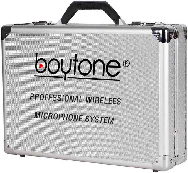 Alt view image 6 of 7 - Boytone BT-104UM, UHF Wireless Microphone System, Dual fix Channel Handheld Dynamic Mics / Lapel /Headset / Body pack, for Home Party, Meeting, Wedding, Church, with Aluminum Carrying case, 110/220
