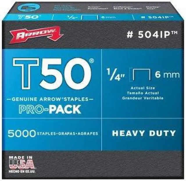 Alt view image 3 of 3 - ARROW FASTENER 504IP Heavy Duty Staples, T50, 18 ga, Flat Crown, 1/4 in Leg L,