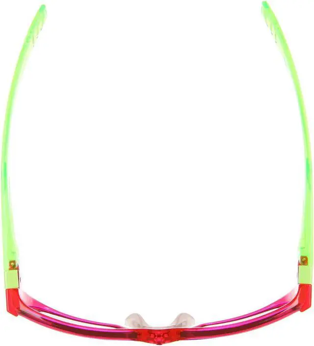 Alt view image 4 of 6 - Under Armour UA Recon Rectangle Sunglasses Crystal Magenta / Neon Lime Green Frame / Gray Multiflection Mirror Lens