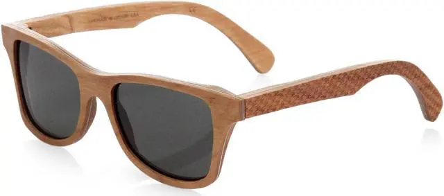 Main image of Shwood Canby Polarized Wood Wayfarer Sunglasses Houndstooth Frame Grey Lens USA