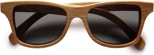 Alt view image 2 of 3 - Shwood Canby Polarized Wood Wayfarer Sunglasses Herringbone Frame Grey Lens USA