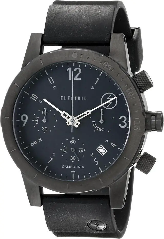 Alt view image 2 of 3 - Electric Men's FW02 Chronograph Quartz Black Sports Watch Dial Rubber Strap Date