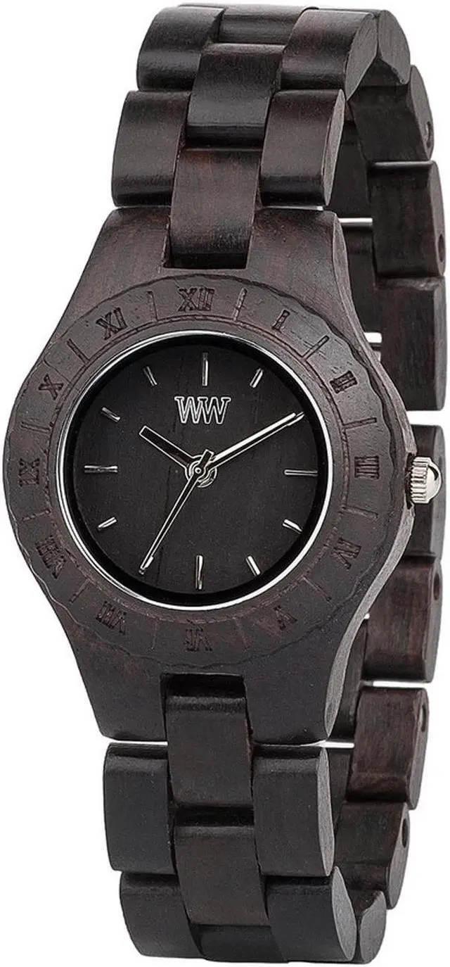 Main image of WeWOOD Moon Black Blackwood Wooden Women's Roman Numeral Round Wood Watch
