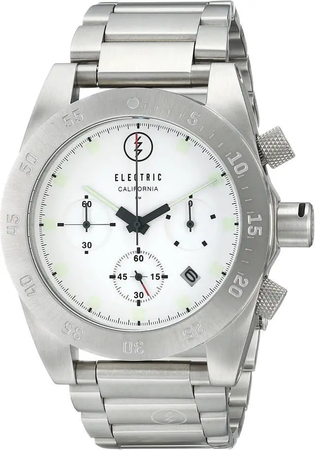 Alt view image 5 of 7 - Electric DW01 Men's Chronograph Watch White Dial Stainless Steel EW003001-0002