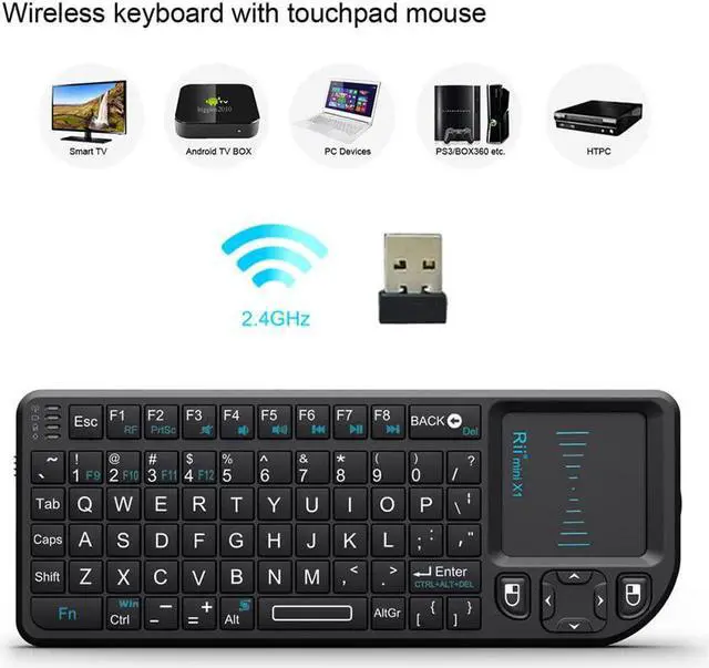 Alt view image 5 of 7 - Rii 2.4G Mini Wireless Keyboard with Touchpad Mouse,Lightweight Portable Controller with USB Receiver Remote Control for Windows/ Mac/ Android/ PC/Tablets/ TV/Xbox/ PS3. X1-Black .
