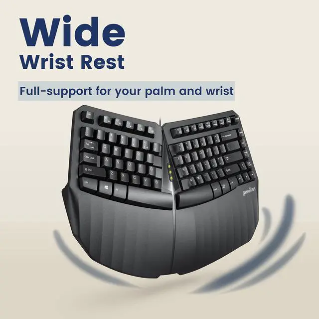 Alt view image 7 of 7 - Perixx PERIBOARD-413B US, Wired USB Ergonomic Compact Split Keyboard - 15.75x10.83x2.17 inches TKL Design - Black - US English
