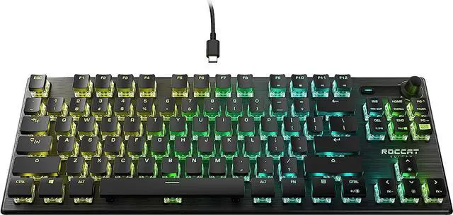 Alt view image 2 of 7 - ROCCAT Vulcan TKL Pro Tenkeyless Linear Optical Titan Switch PC Gaming Keyboard with Per-key AIMO RGB Lighting, Anodized Aluminum Top Plate, and Detachable USB-C Cable, Black
