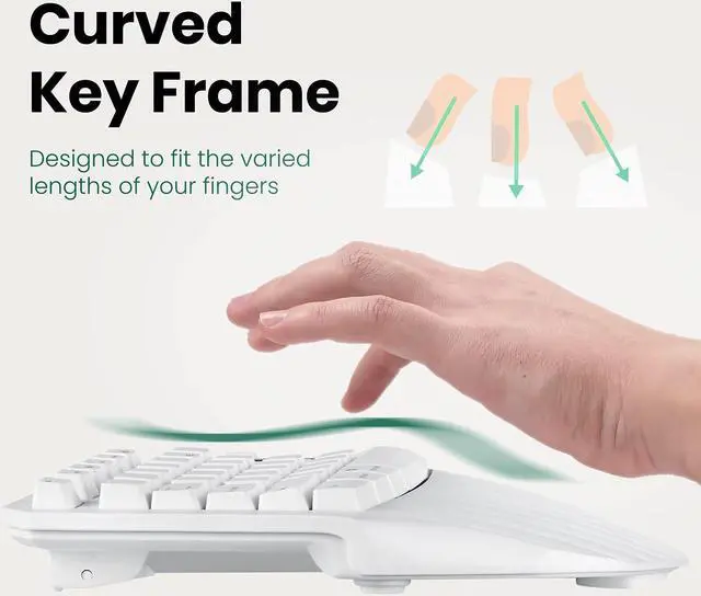 Alt view image 7 of 7 - Perixx PERIBOARD-613W Compact Wireless Ergonomic Split Keyboard with Dual 2.4G and Bluetooth Mode - Compatible with Windows 10 and Mac OS X - White - US English