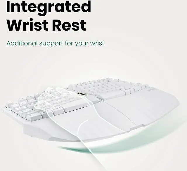 Alt view image 4 of 7 - Perixx PERIBOARD-613W Compact Wireless Ergonomic Split Keyboard with Dual 2.4G and Bluetooth Mode - Compatible with Windows 10 and Mac OS X - White - US English