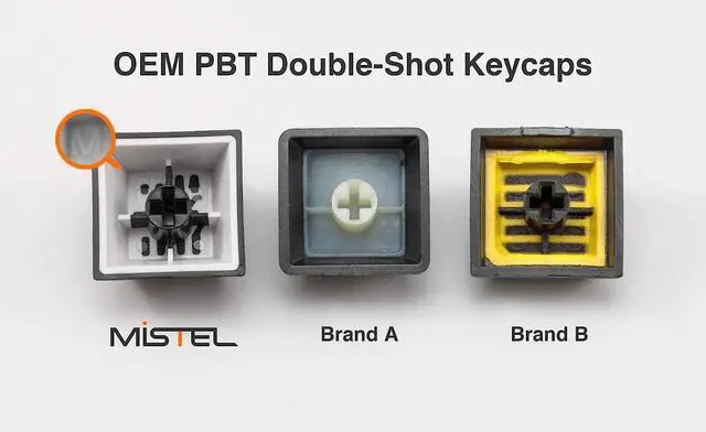 Alt view image 7 of 7 - Mistel Doubleshot PBT Keycaps for Mechanical Keyboard with Cherry MX Switches and Clones, 108 Keys Plus Extra 11 Keys Set, Orange Letter Keycaps with 6.25U Space Bar, White Color