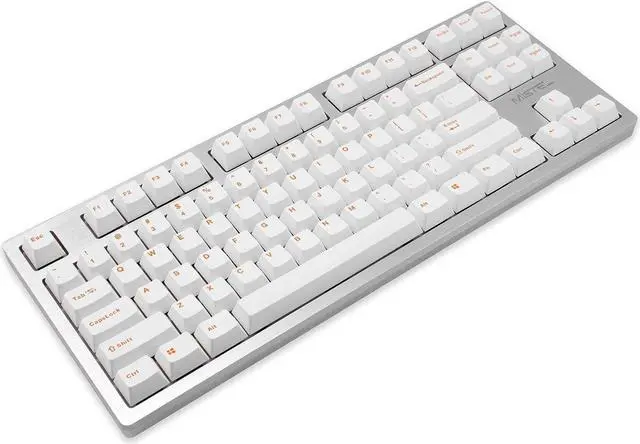 Alt view image 4 of 7 - Mistel Doubleshot PBT Keycaps for Mechanical Keyboard with Cherry MX Switches and Clones, 108 Keys Plus Extra 11 Keys Set, Orange Letter Keycaps with 6.25U Space Bar, White Color