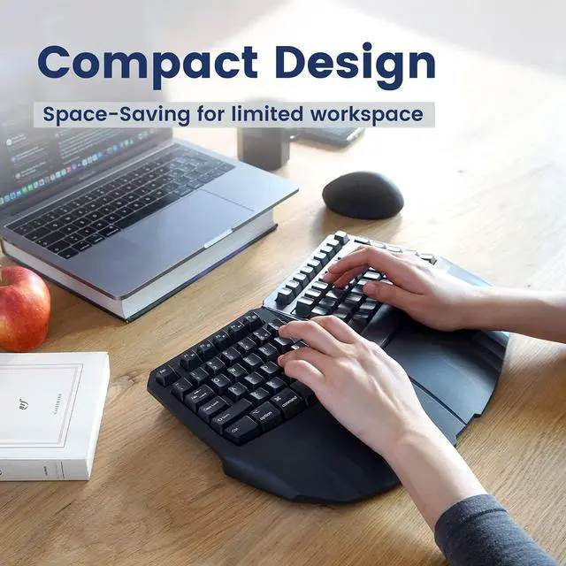 Alt view image 3 of 7 - Perixx PERIBOARD-413B US, Wired USB Ergonomic Compact Split Keyboard - 15.75x10.83x2.17 inches TKL Design - Black - US English