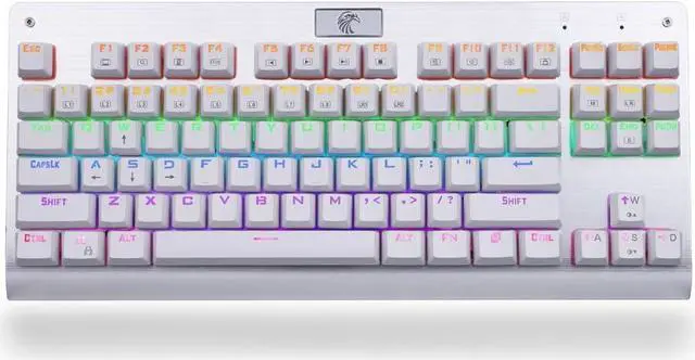 Alt view image 3 of 6 - Granvela MechanicalEagle Z-77 75% Mechanical Keyboard | Aluminium Panel | Clicky Blue Switches | Rainbow LED Backlit | N-Key Rollover | 87-Key Tenkeyless | Hot Swappable |Spare Switches Included