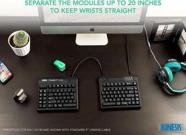 Alt view image 3 of 7 - Kinesis USB Freestyle2 Keyboard for Mac (20" Extended Separation)