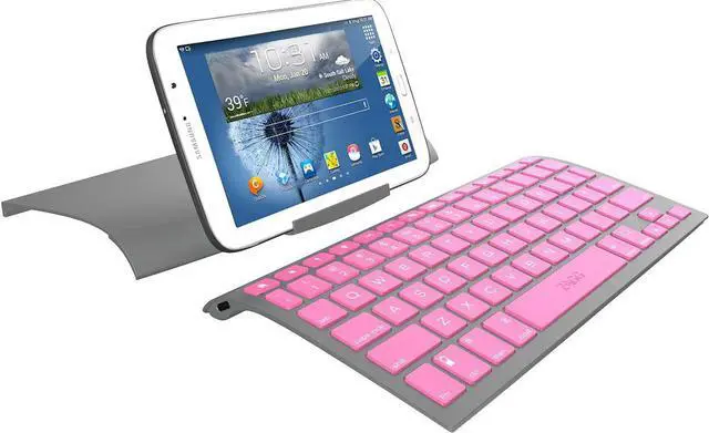Main image of ZAGGkeys Case with Universal Wireless Keyboard for All Bluetooth Smartphones and Tablets - Charcoal/Hot Pink
