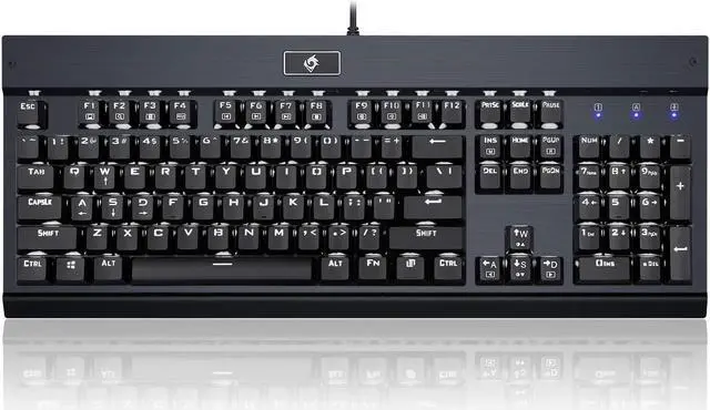 Alt view image 2 of 14 - Eagletec KG010 Mechanical Keyboard Wired Ergonomic Brown Switches Equivalent for Office PC Home or Business (Black Keyboard White Backlit)