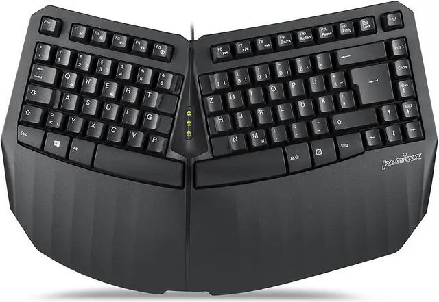 Main image of Perixx PERIBOARD-413B US, Wired USB Ergonomic Compact Split Keyboard - 15.75x10.83x2.17 inches TKL Design - Black - US English