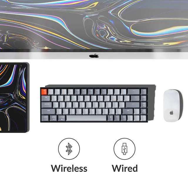 Alt view image 6 of 7 - Keychron K6 Bluetooth 5.1 Wireless Mechanical Keyboard with Gateron G Pro Brown Switch/LED Backlit/Rechargeable Battery, 68 Keys Compact Keyboard Compatible with Mac Windows