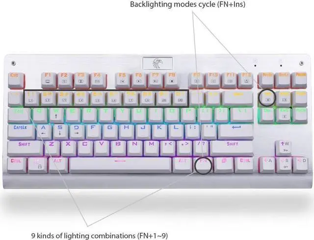 Alt view image 4 of 6 - Granvela MechanicalEagle Z-77 75% Mechanical Keyboard | Aluminium Panel | Clicky Blue Switches | Rainbow LED Backlit | N-Key Rollover | 87-Key Tenkeyless | Hot Swappable |Spare Switches Included