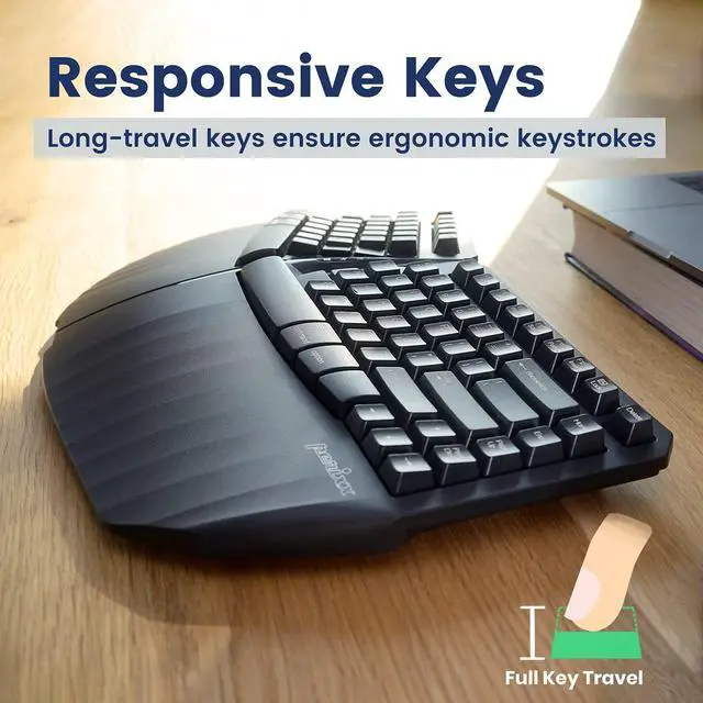 Alt view image 5 of 7 - Perixx PERIBOARD-413B US, Wired USB Ergonomic Compact Split Keyboard - 15.75x10.83x2.17 inches TKL Design - Black - US English