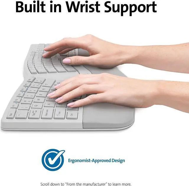 Alt view image 4 of 7 - Kensington Pro Fit Ergonomic Wireless Keyboard - Grey (K75402US)