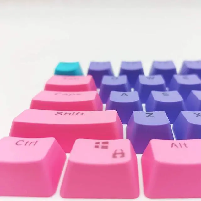 Alt view image 4 of 6 - GTSP PBT Backlit Keycaps 60 Percent with 6.25U Space Bar OEM Profile for Cherry MX Switch Mechanical Gaming Keyboard (Purple+Pink+Blue)
