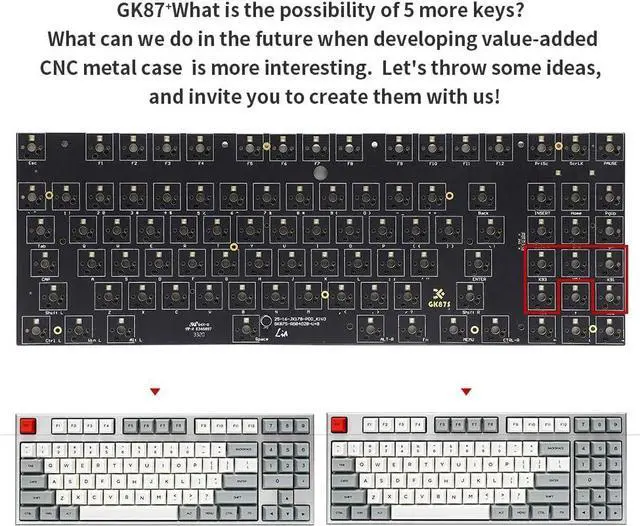 Alt view image 6 of 7 - KPREPUBLIC gk87 hot swappable 80% Custom Mechanical Keyboard Kit Support RGB Switch LEDs Type c has Software programmable Balck White case (GK87 Black Case Kit x1)