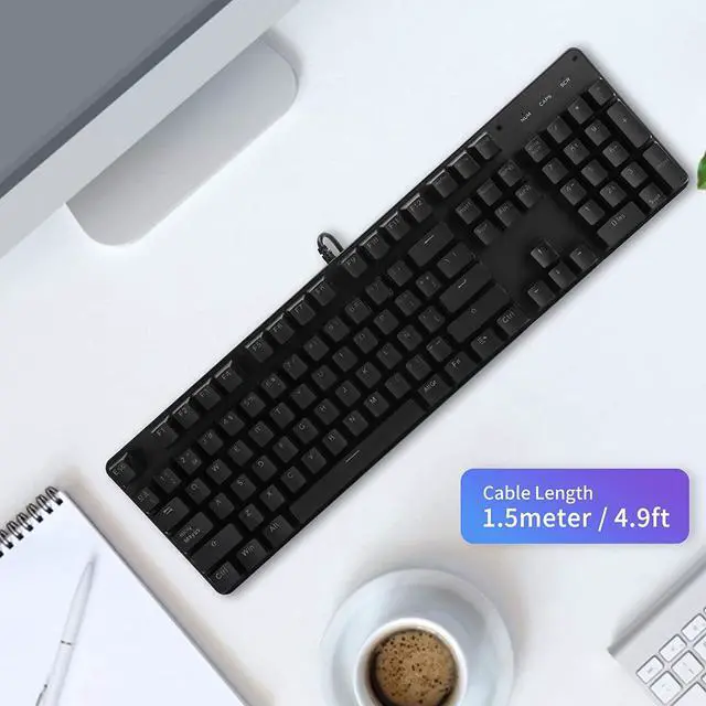 Alt view image 3 of 7 - eboxer-1 Gaming Keyboard, USB Wired Keyboard with RGB Rainbow Backlit, 104?Key Spanish Keyboard with Ñ, Mechanical Keyboard with Blue Switch, for Desktop Notebook