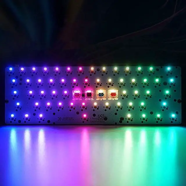 Alt view image 6 of 7 - YMDK GH60 GK61 RGB Hot Swap Independent Driver Tyce-C ANSI Mechanical Keyboard DIY kit Plastic Case CNC Aluminum Case Plate PCB (Plastic White GK61X Wired)