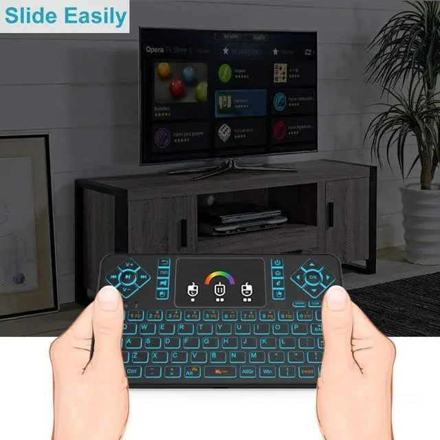 Alt view image 4 of 7 - Mini Wireless Keyboard,Q9 Mini Keyboard with Touchpad,Colorful Backlit Small Wireless Keyboard,Mini Rechargeable Handheld Remote Keyboard for PC,Raspberry Pi 4, Android TV Box,KODI,Windows 7 8 10