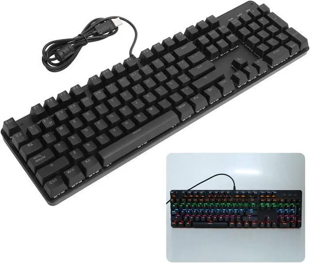 Alt view image 6 of 7 - eboxer-1 Gaming Keyboard, USB Wired Keyboard with RGB Rainbow Backlit, 104?Key Spanish Keyboard with Ñ, Mechanical Keyboard with Blue Switch, for Desktop Notebook