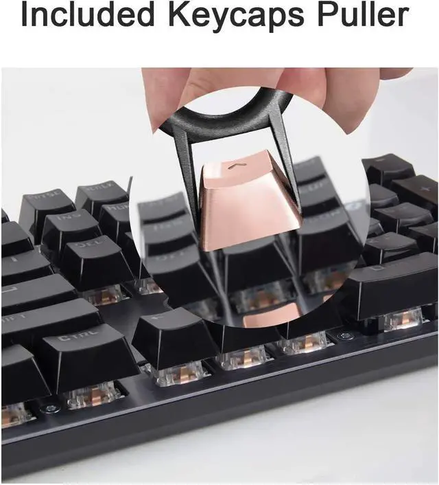 Alt view image 6 of 7 - Fitlink FPS & MOBA Gaming Keycaps, Durable Stainless Steel Metal Keycap with Key Puller for Mechanical Keyboard Cherry Mx Switch (WASD+Direction Keys,Rose Gold)