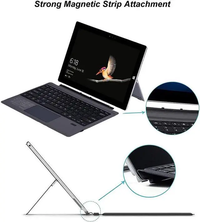 Alt view image 2 of 5 - Compatible with Surface Pro 7 Wireless Bluetooth Keyboard Case with Touchpad 7 Color Backlit Rechargeable Battery Detachable Keyboard for Microsoft Surface Pro 3/4/5/6/7