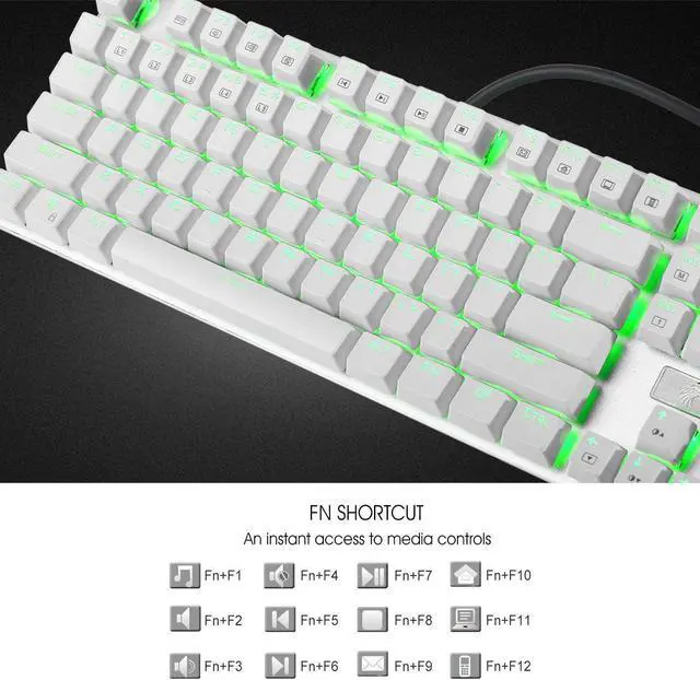 Alt view image 4 of 7 - HUO JI E-Yooso Z-88 RGB Mechanical Gaming Keyboard, Brown Switch - Tactile & Slightly Clicky, Programmable RGB Backlit, Water Resistant, 104 Keys Anti-Ghosting for Mac PC, Silver and White