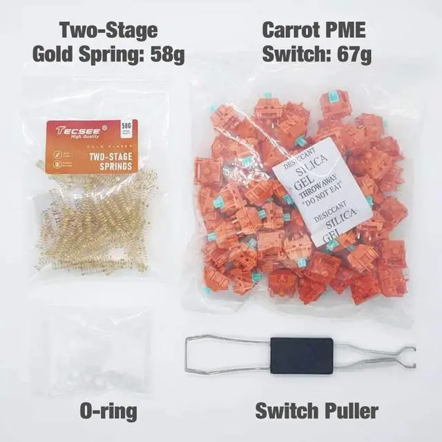 Alt view image 4 of 7 - Tecsee Purple Panda PME Material Linear Keyboard Switches | Cherry-Style | Mechanical Gaming Keyboards | Long Stem | Plate Mounted | SMD 5 Pin RGB Switches for Backlit Keyboard (Carrot 90)