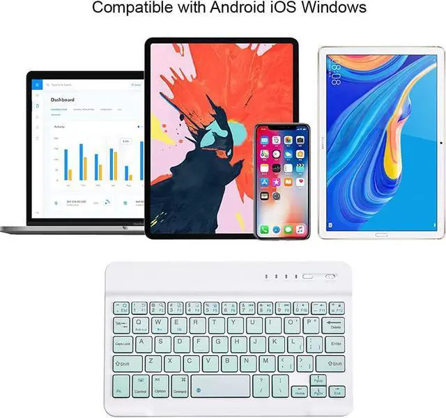 Alt view image 6 of 6 - Ultra-Slim Bluetooth Keyboard Portable Rechargeable Wireless Keyboard Compact for Android Windows Tablet Cell Phone iOS iPhone iPad, iPad Pro, iPad Air, iPad Mini, MacBook Pro Air (Small Size Green)