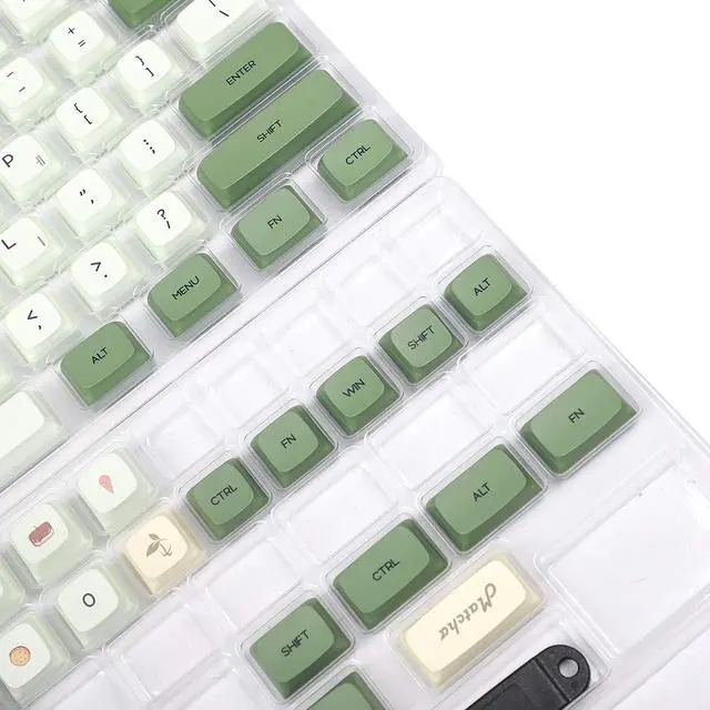 Alt view image 6 of 6 - Matcha Dye Sub ZDA PBT Keycap Similar to XDA Japanese Korean Russian for MX Keyboard 104 87 61 Melody 96 KBD75 ID80 GK64 Tada68（Only Keycap） (Matcha Korean Base Kit)