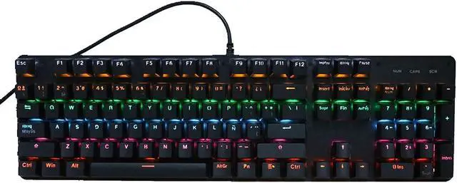 Main image of eboxer-1 Gaming Keyboard, USB Wired Keyboard with RGB Rainbow Backlit, 104?Key Spanish Keyboard with Ñ, Mechanical Keyboard with Blue Switch, for Desktop Notebook