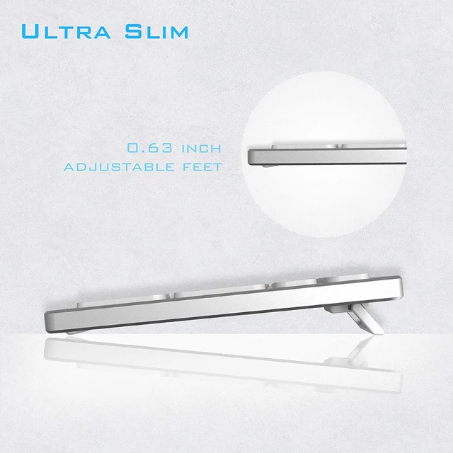 Alt view image 5 of 7 - POWZAN Aluminum Quiet Wired Keyboard Backlit- Slim Chiclet Key Compatible with Apple iMac, MacBook, Mac and PC, USB Keyboard Numeric Keypad RGB Lighted Key - Silver White
