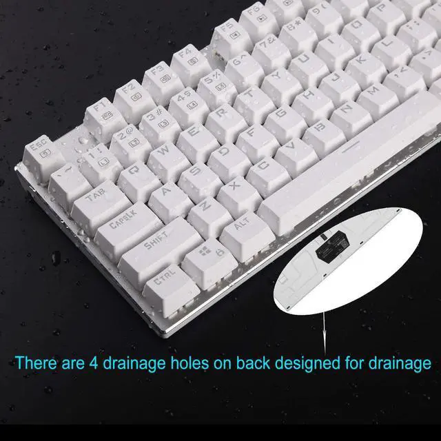 Alt view image 5 of 7 - HUO JI E-Yooso Z-88 RGB Mechanical Gaming Keyboard, Brown Switch - Tactile & Slightly Clicky, Programmable RGB Backlit, Water Resistant, 104 Keys Anti-Ghosting for Mac PC, Silver and White