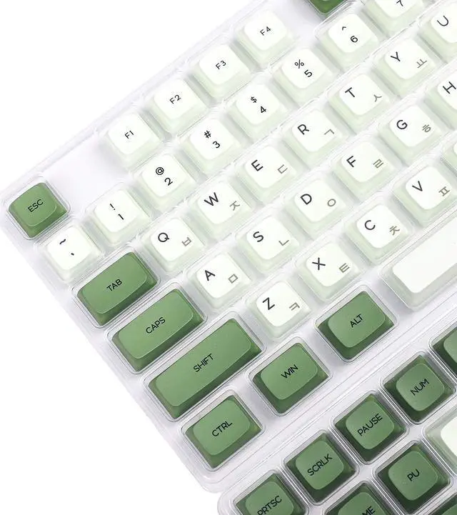 Alt view image 2 of 6 - Matcha Dye Sub ZDA PBT Keycap Similar to XDA Japanese Korean Russian for MX Keyboard 104 87 61 Melody 96 KBD75 ID80 GK64 Tada68（Only Keycap） (Matcha Korean Base Kit)