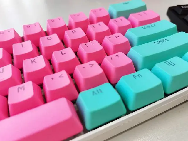 Alt view image 4 of 5 - Guffercty kred 61 Keycaps 60 Percent Miami Keycaps Set PBT Keycap Backlit OEM Profile with Key Puller for Cherry MX Switches Mechanical Gaming Keyboard (Miami)